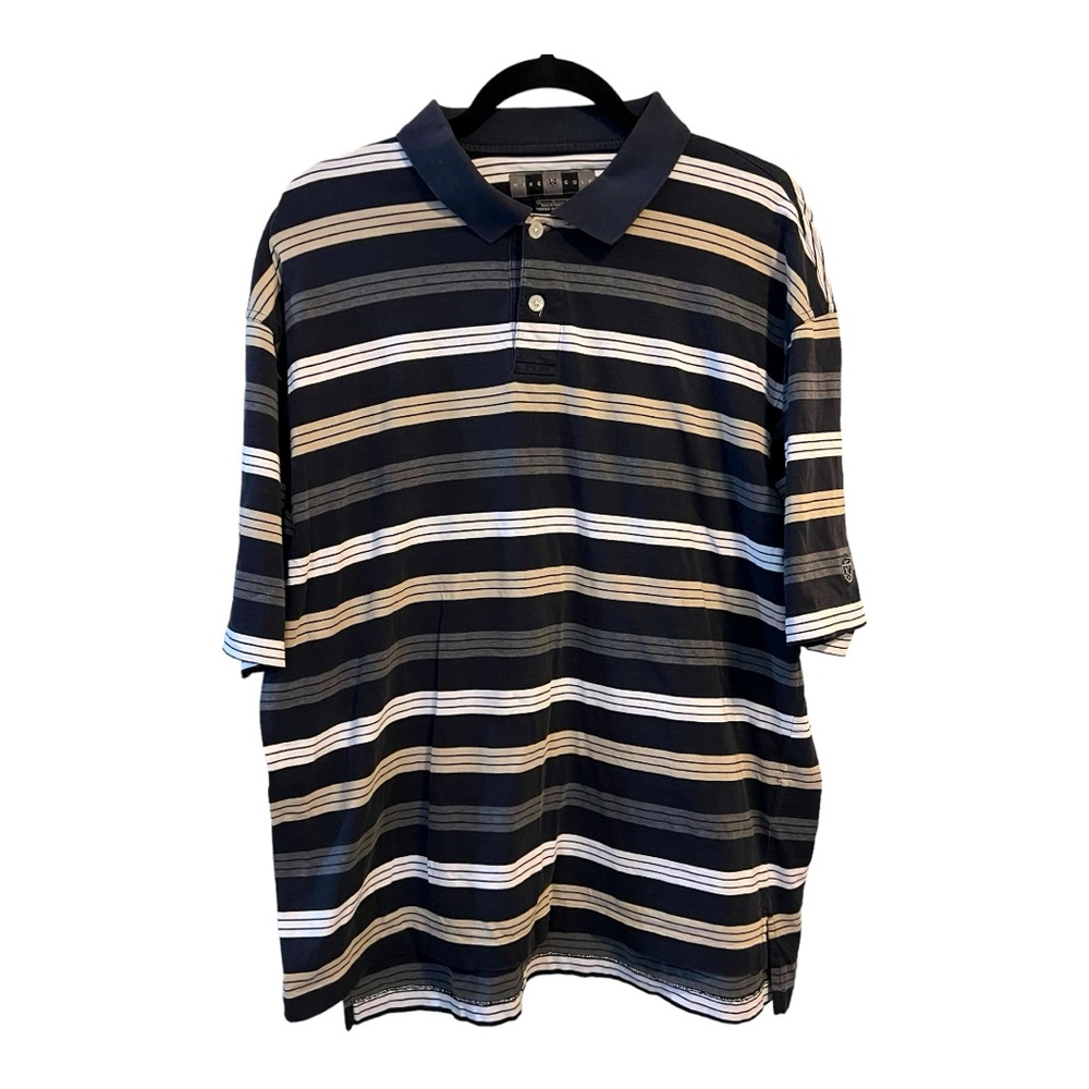 Nike Men’s Striped Golf Shirt Black Gray Size L